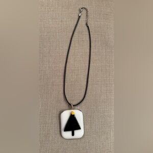 Artisan Glass Christmas Tree Pendant Necklace